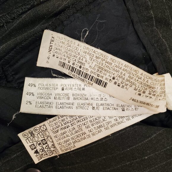 Zara Basic Women Pants Size 4 Gray with Silver Striped Business Casual High Rise - Picture 7 of 12